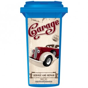 Old Time Garage Wheelie Bin Sticker Panel